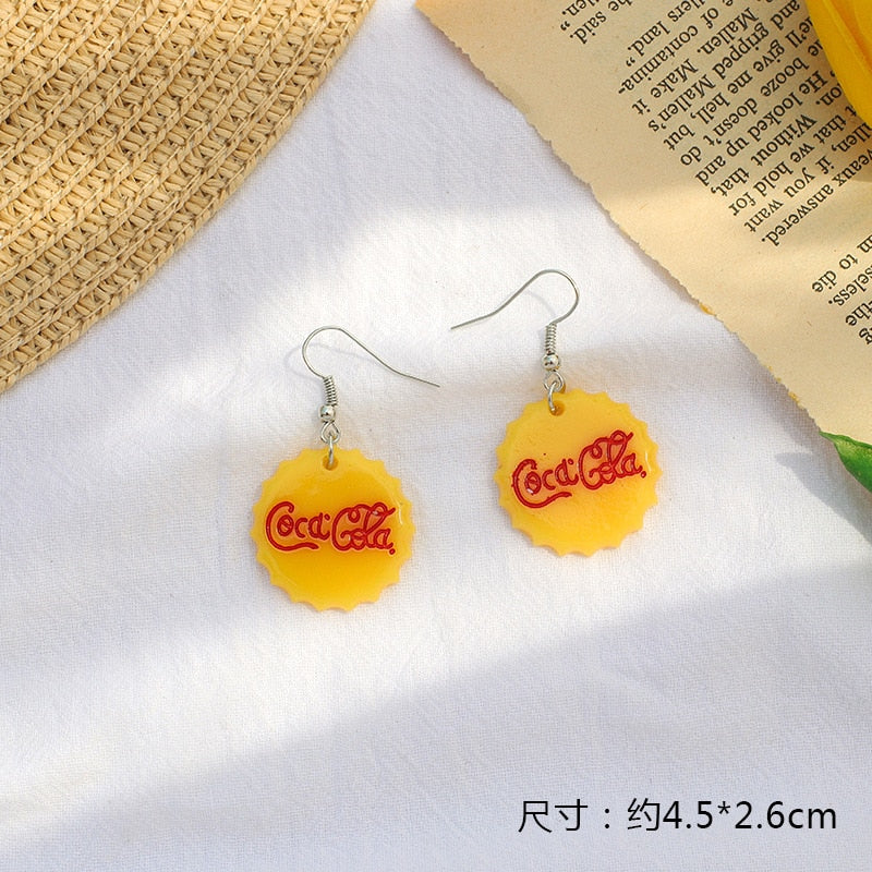 Yellow Lemon Earrings Design Peach Heart Love Sweet Girl Earrings