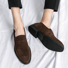 Men's Loafers Flock Breathable Casual Shoes Handmade Slip on Shoes