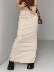Streetwear Solid Cargo Long Skirts Fairycore Straight