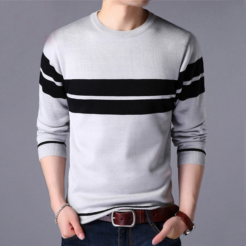 Autumn Winter Casual Loose Striped Sweaters Long Sleeve Pullover Keep Warm