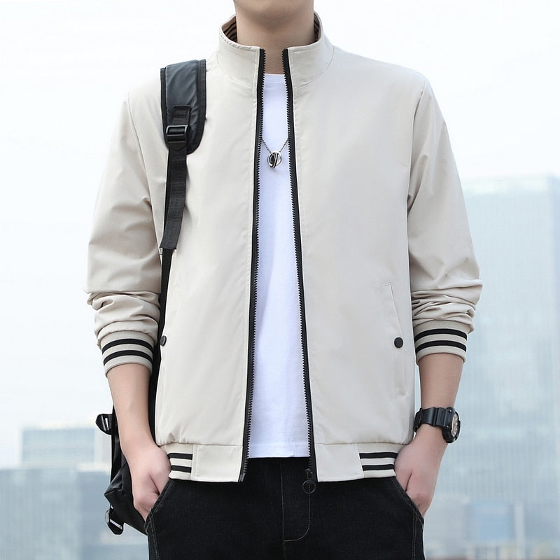 Jackets Mens Coats Streetwear Standard Collar Striped Slim Fit