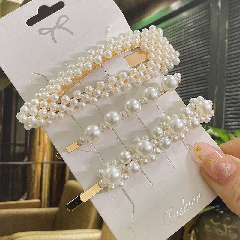 Simulated Pearl Hair Clips For Women