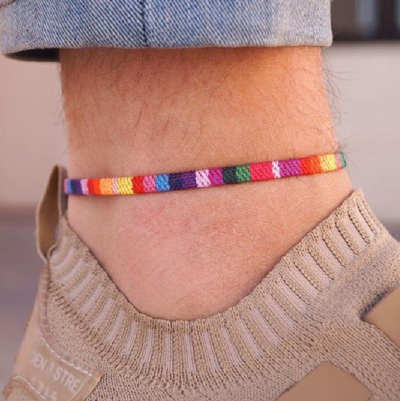 Anklets for Men And Women Braided Rainbow Foot