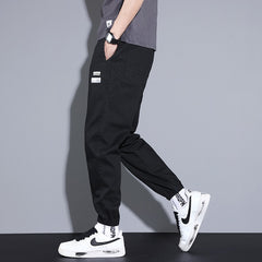 Pants Men Thin Drawstring Waist Loose Joggers Sports Cargo Trousers