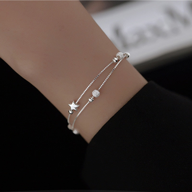 Charm Bangle bead Chain Adjustable Charm Bracelet