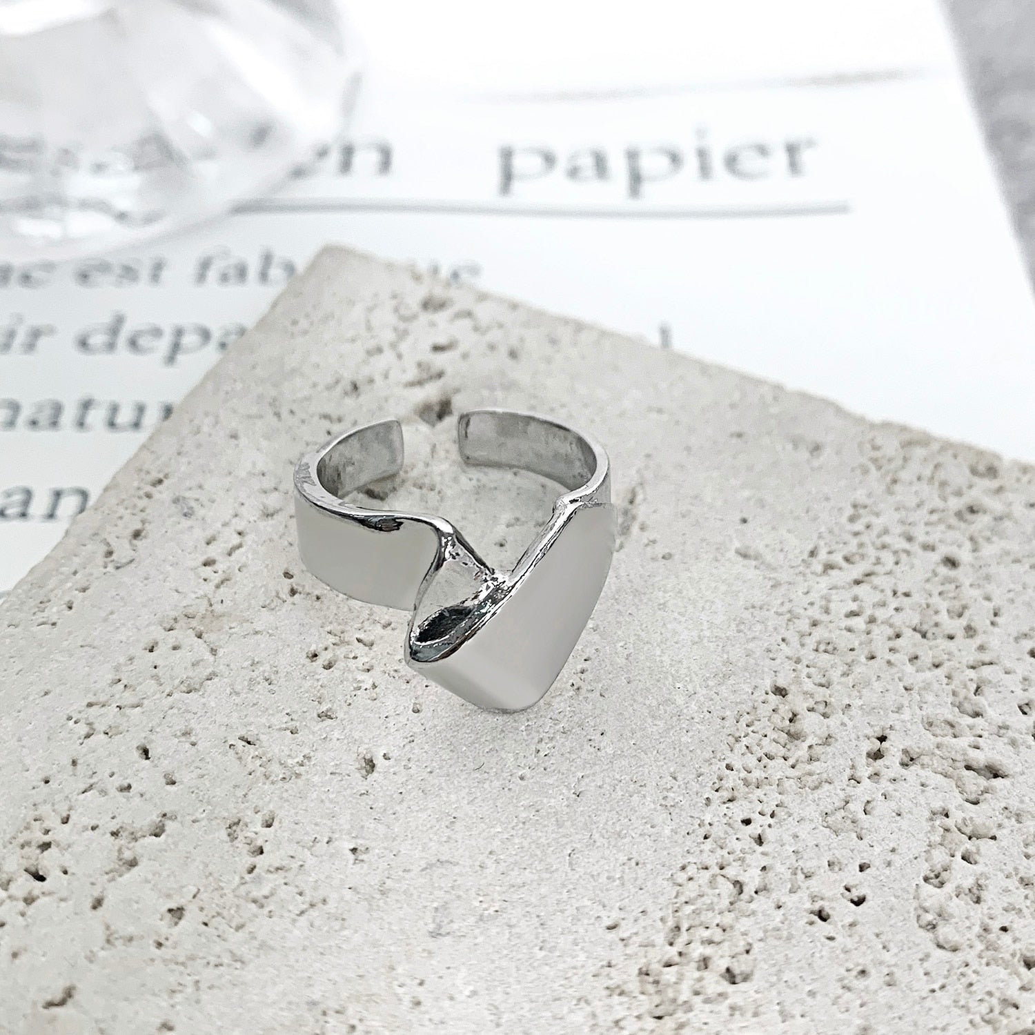 Fashion Silver Color Minimalist Irregular Twined Finger Rings