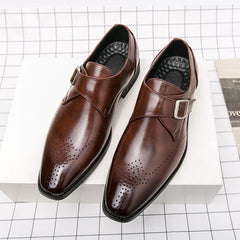 Shoes Men Business Oxford Shoes Carved England Buckle Formal Shoe Pointed