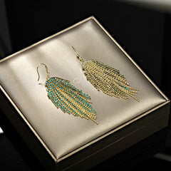 Long Fringed Peacock Ear Hook Earrings