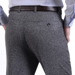 Middle-aged Men Trousers Casual Loose Thin Pants Straight High Waist Trouser Pant