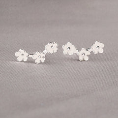 Silver Needles Lovely Mini Stud Earrings Women Cute Heart Star Moon