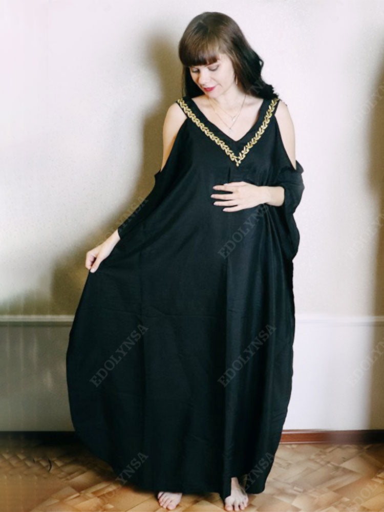 Elegant Black Kaftan Beach Tunic  Beach Cover up