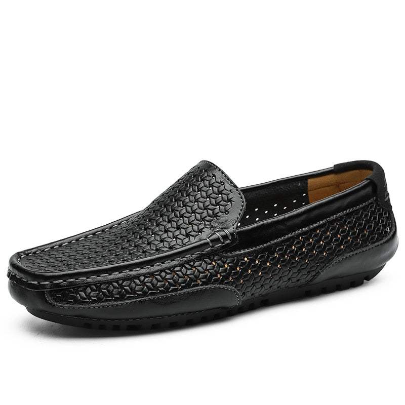 Men Casual Shoes Loafers Hollow Out Breathable Slip on Driving Shoes