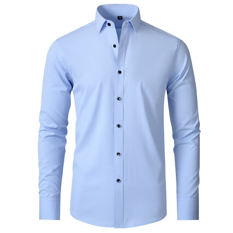 elastic force non-iron men long-sleeved business casual shirt