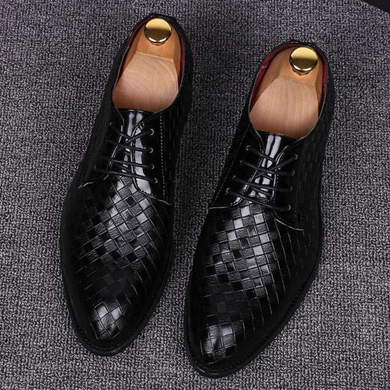 Formal Shoes Men Dress Business Shoes Geometric Oxfords Flats