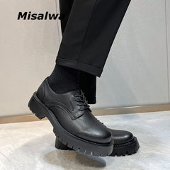 Mid Heel Men Oxford Shoes Men Dress Shoes Formal Lace-up Black Shoes