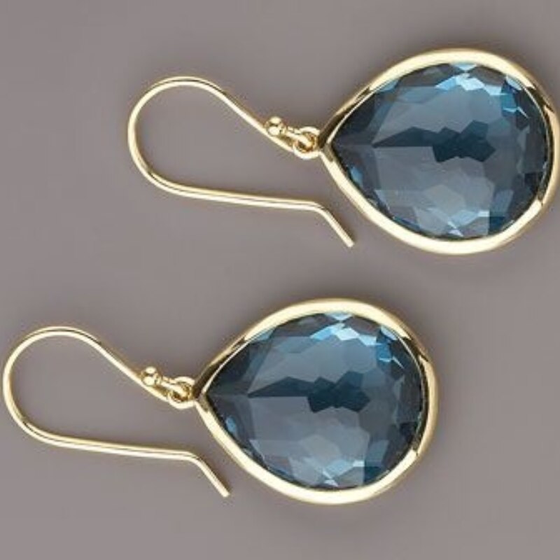 Classic Gold Color Love Stud Fashion Blue glass filled Earrings