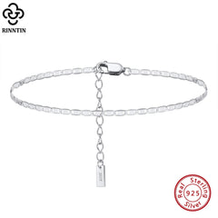 Sparkle Mirror Link Chain Anklet Women Silver Summer Foot Chain