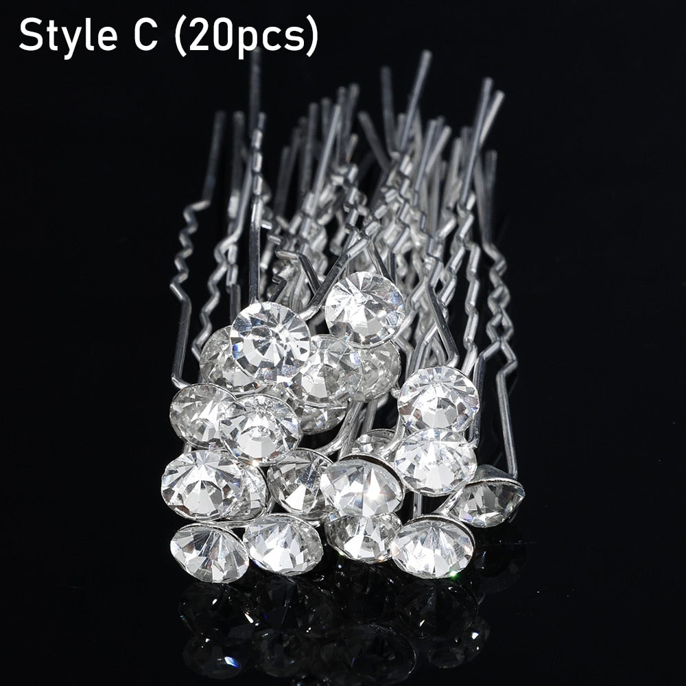 Silver Color Pearl Rhinestone Wedding Hair Combs