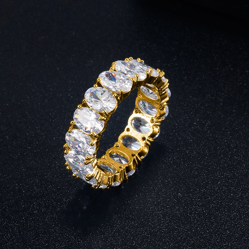 Handmade Eternity Promise Gold Color Crystal Ring