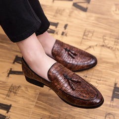 Tassel Pattern Shoes Slip-on Casual Loafers Men's Business Formal Shoes