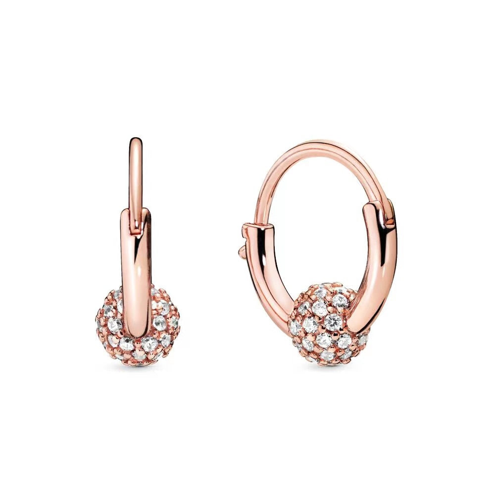 Sterling Silver Rose Gold Color pan Earrings