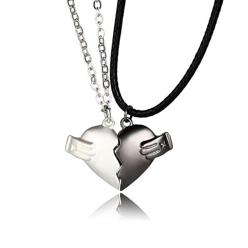 Fashion Magnetic Couple Lovers Gothic Punk Heart Pendant Necklace