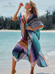 Bikini Cover-ups Bohemian Print V-neck Summer Dress