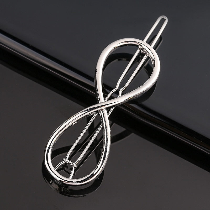 Fashion Woman Bow Hair Clip Metal Geometric Mini Hairpins