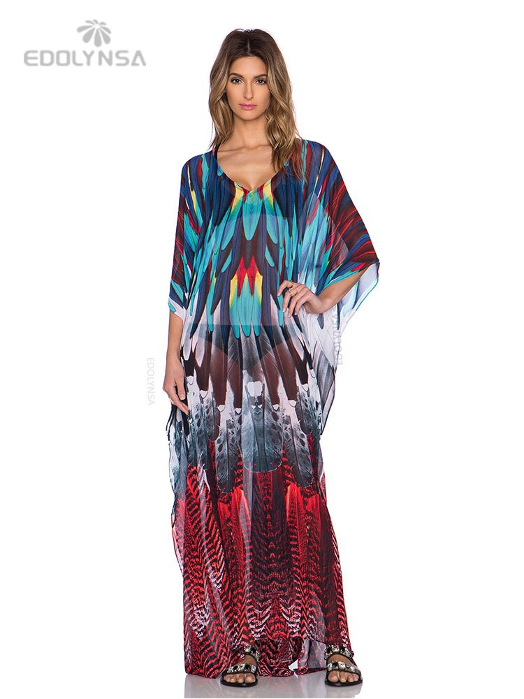 Moroccan Kaftan Bohemian Printed Summer Dress Long Tunic