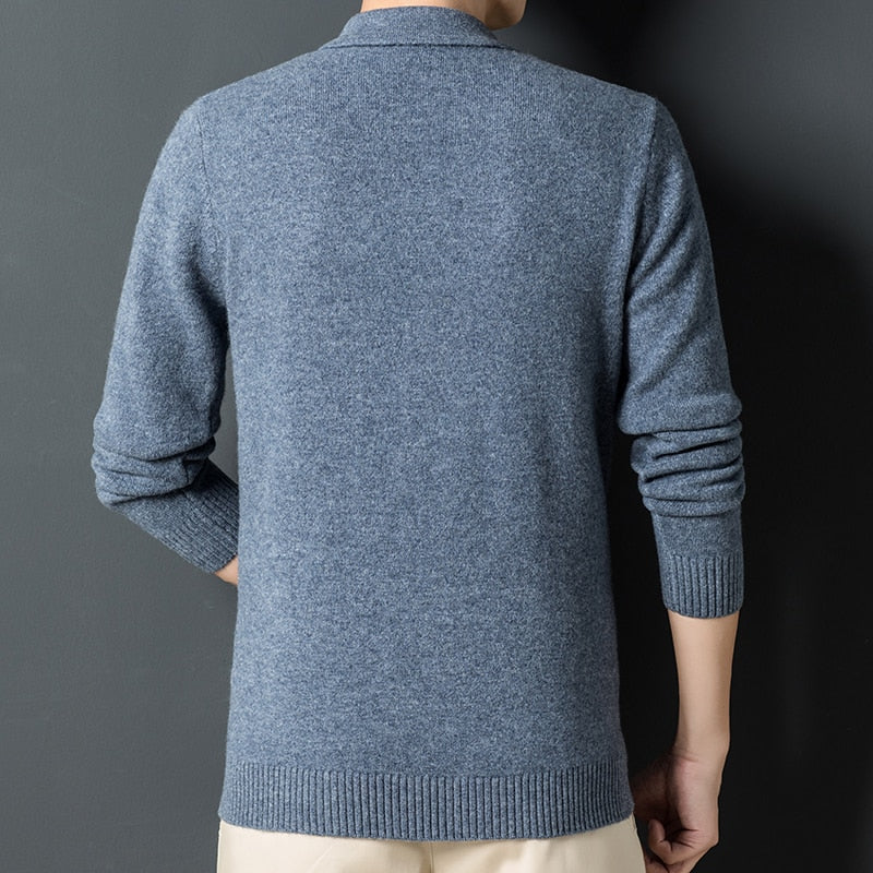 sweater men neck pure wool sweater solid color sweater backing