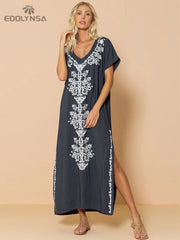 Embroidery Beach Cover up Saida de Praia Swimsuit
