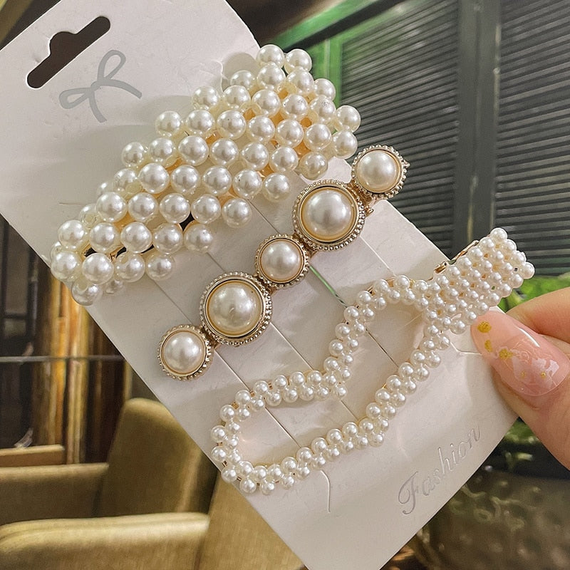 Simulated Pearl Hair Clips For Women