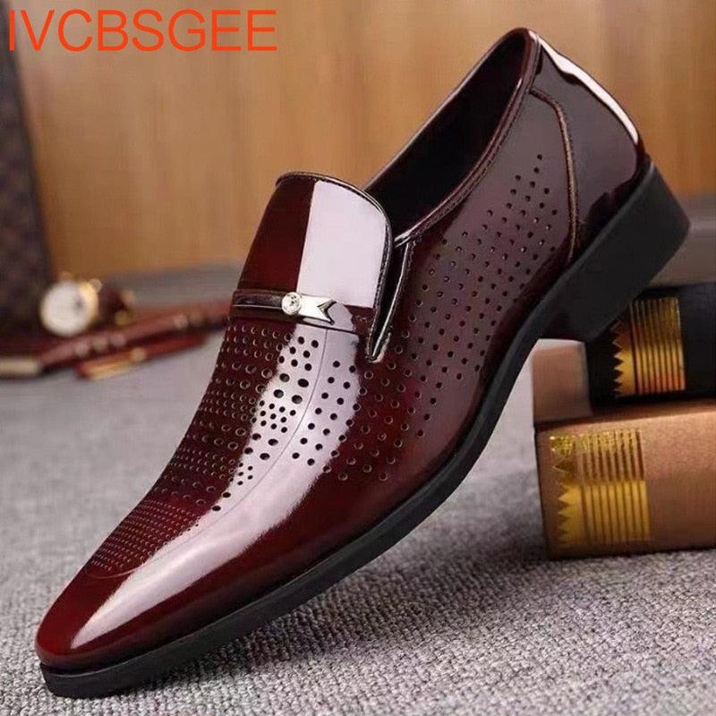 Men Dress Shoes Slip On Moccasin Formal Shoes Pointed Toe Shoes