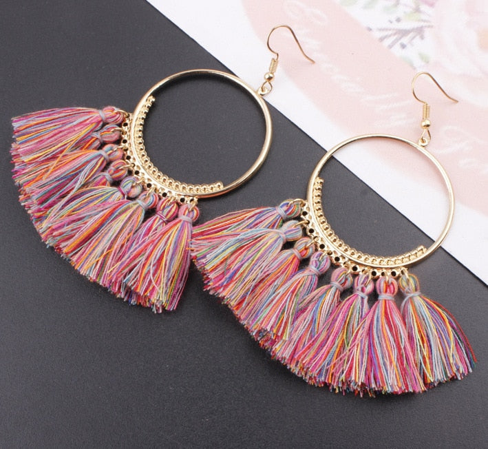 Fashion Tassel Earrings Creative Jewelry Large Hoop Earrings