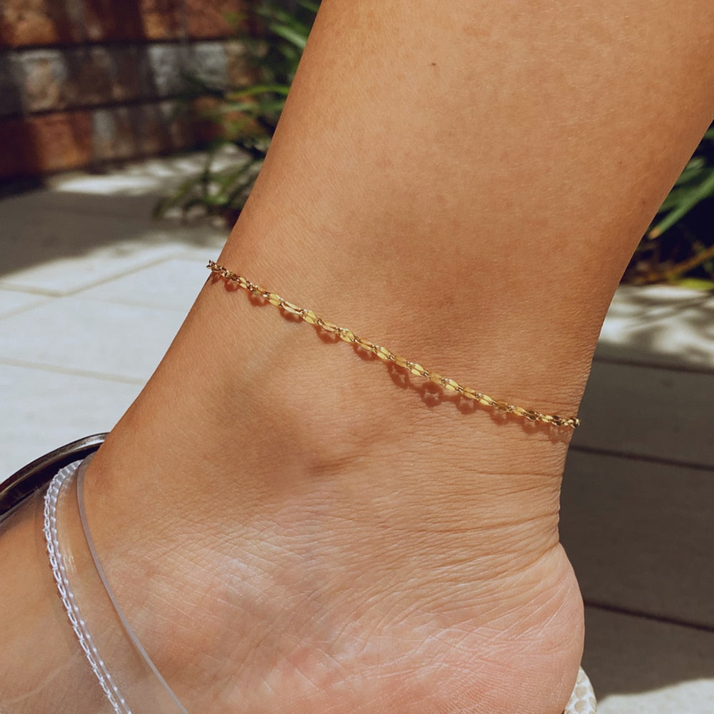 Stainless Steel Fish Lips Chain Anklet