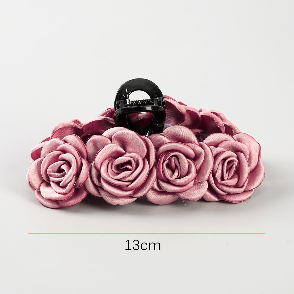 Fashion Cloth Art Rose Flower Hair Claw Women