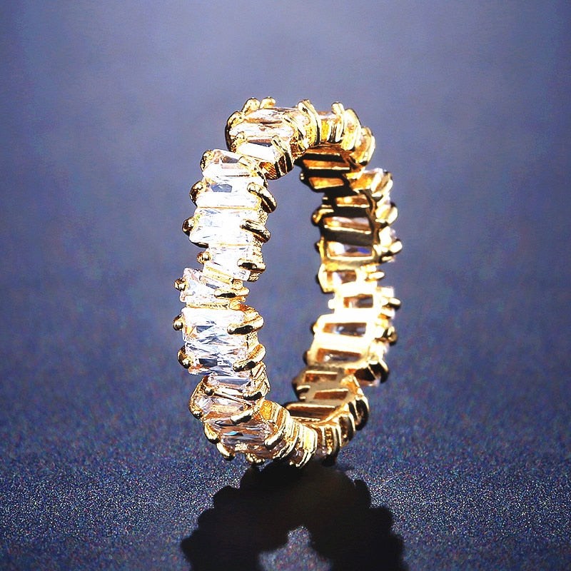 Handmade Eternity Promise Gold Color Crystal Ring