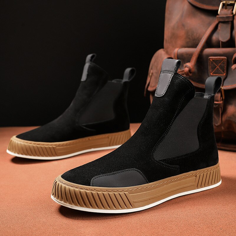 Winter Men Boots Fur Warm Ankle Boots Designer Platform High Top Shoes