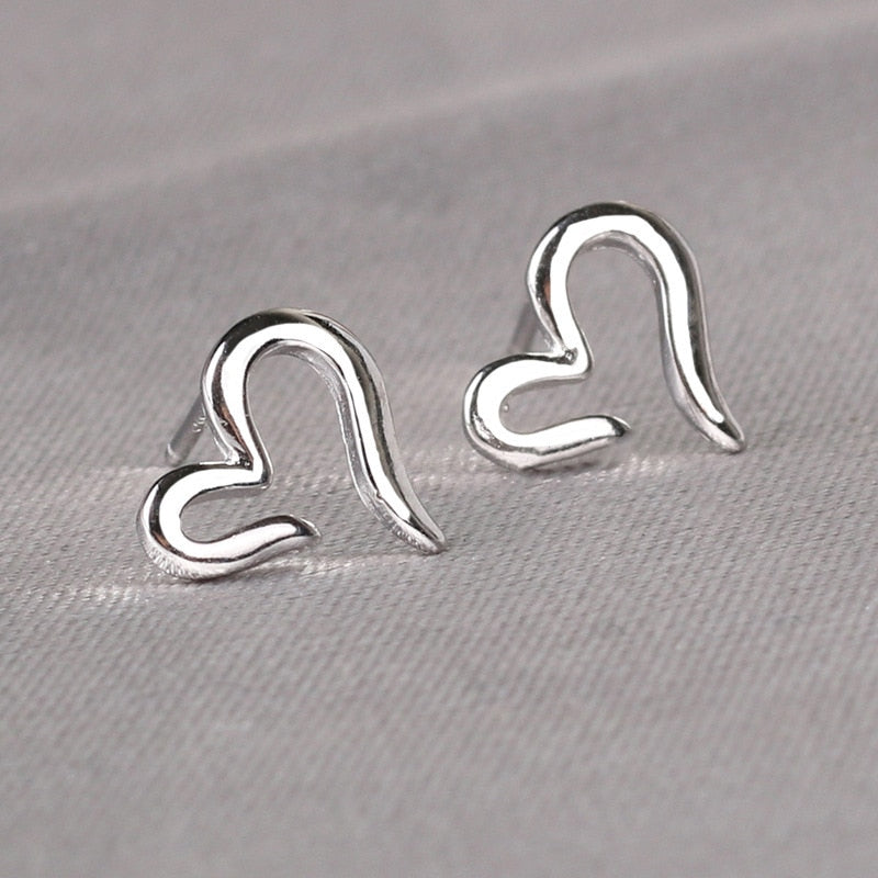 Silver Needles Lovely Mini Stud Earrings Women Cute Heart Star Moon