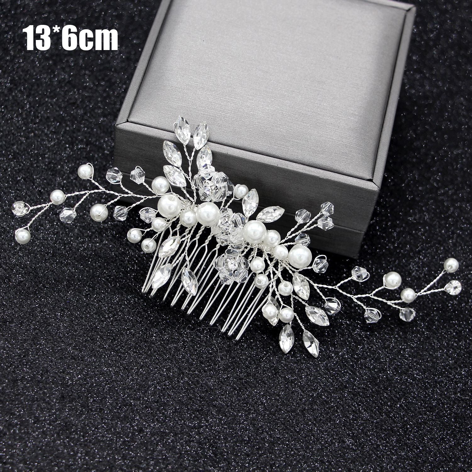 Silver Color Pearl Rhinestone Wedding Hair Combs