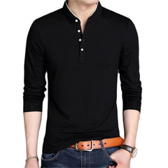 Men Long Sleeve T Shirts Half Stand Collar Pullovers Casual Tops Tide Slim Thin