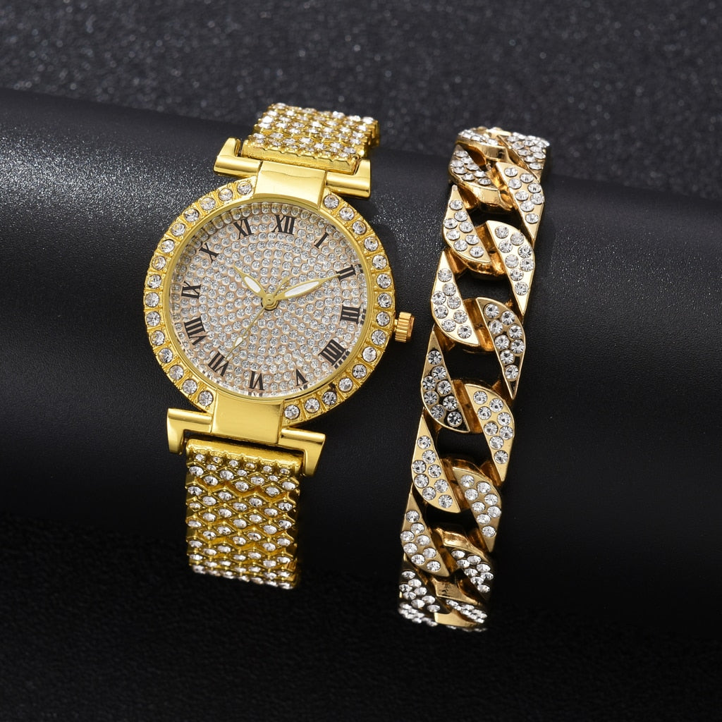 Diamond Women Watches Gold Watch Ladies Wrist Rhinestone