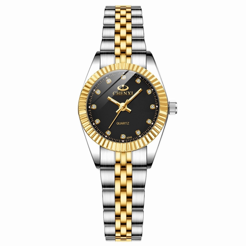 Ladies Gold Watch Women Golden Clock Female Women Dress Rhinestone Quartz