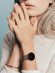 Quartz Movement 36mm Martin Women Stainless Steel Mesh Rose Gold