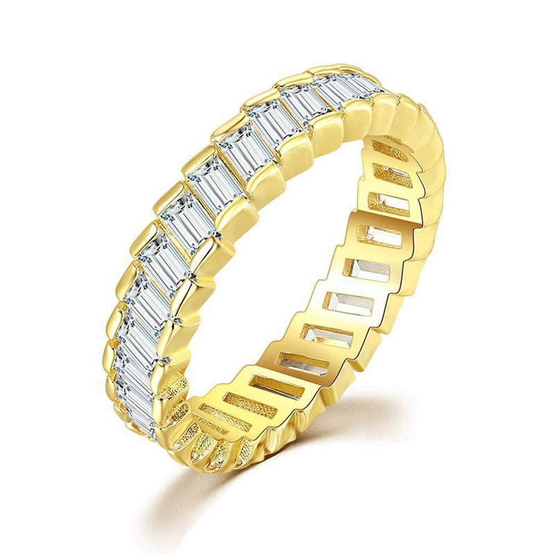 Handmade Eternity Promise Gold Color Crystal Ring