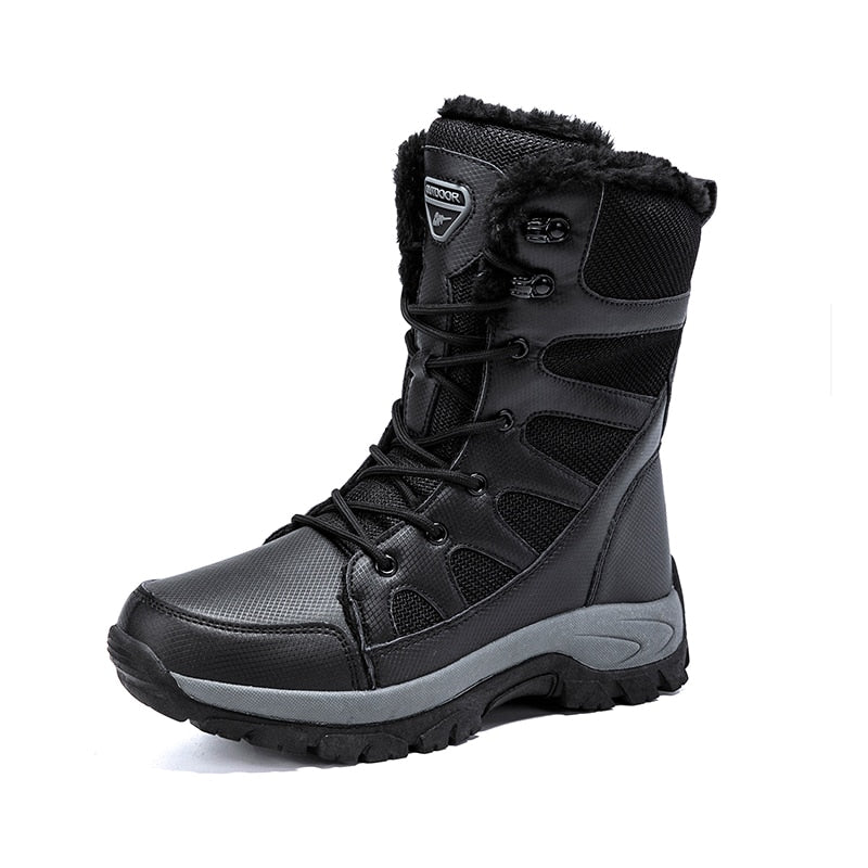 Warm Snow Boots Men Lace Up High Top Boots Waterproof Anti-Slip Ankle Boots