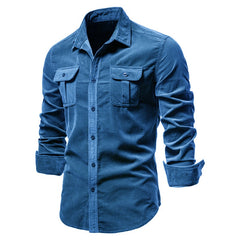 Shirts Men Business Casual Lapel Solid Color Slim Fit Men's Shirt