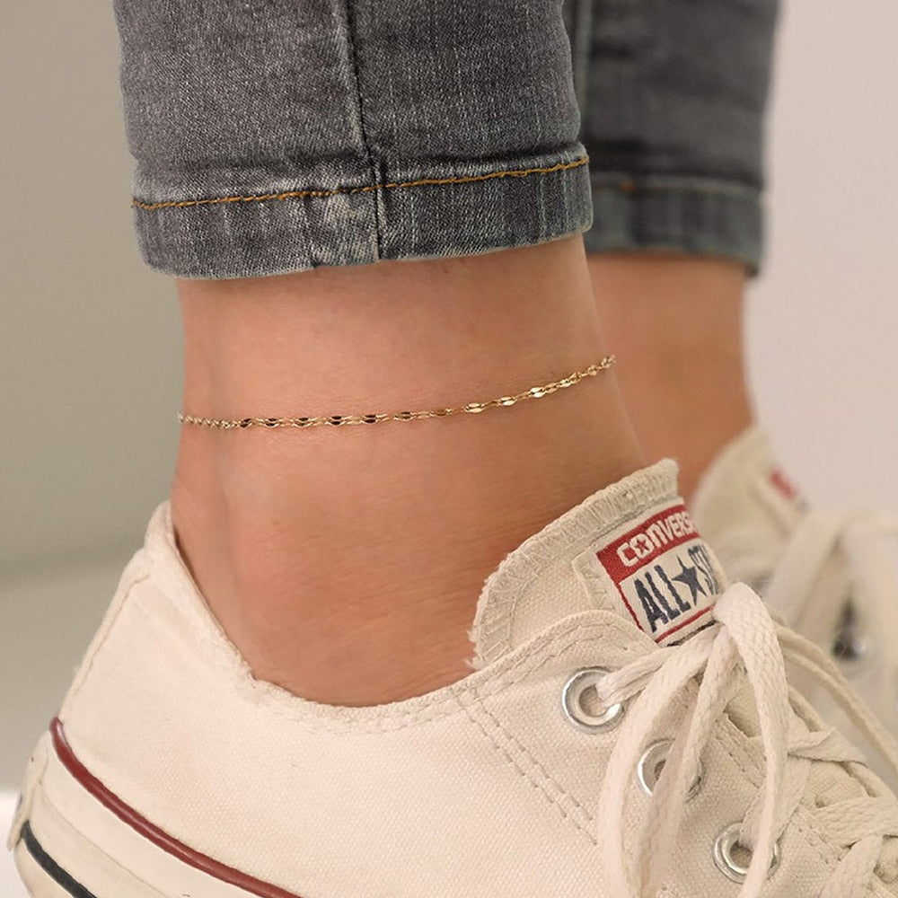 Stainless Steel Fish Lips Chain Anklet