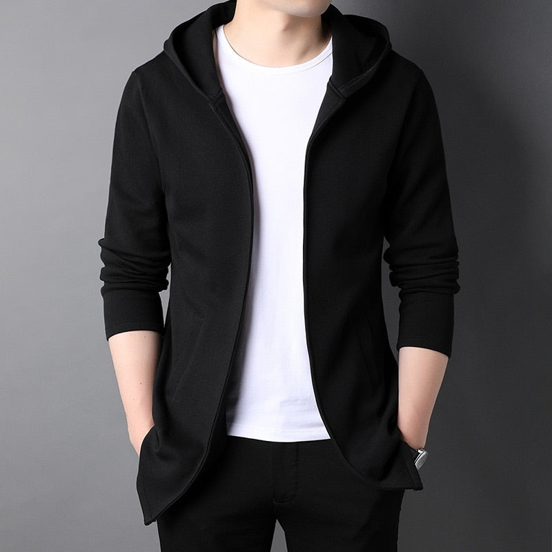 Stand Collar Zipper Jackets Men Hooded Coats