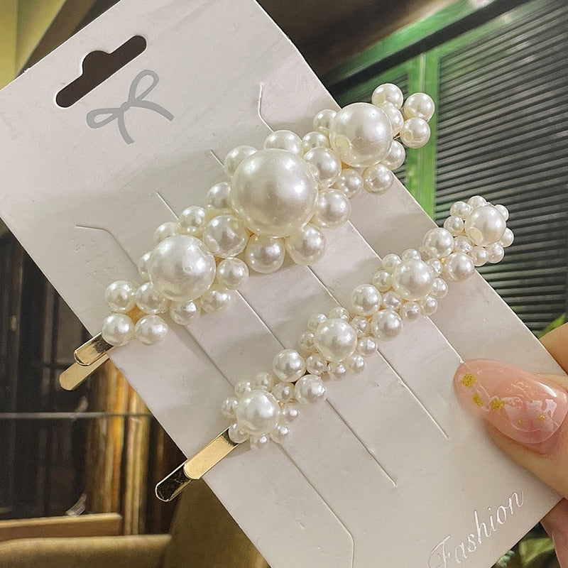 Simulated Pearl Hair Clips For Women